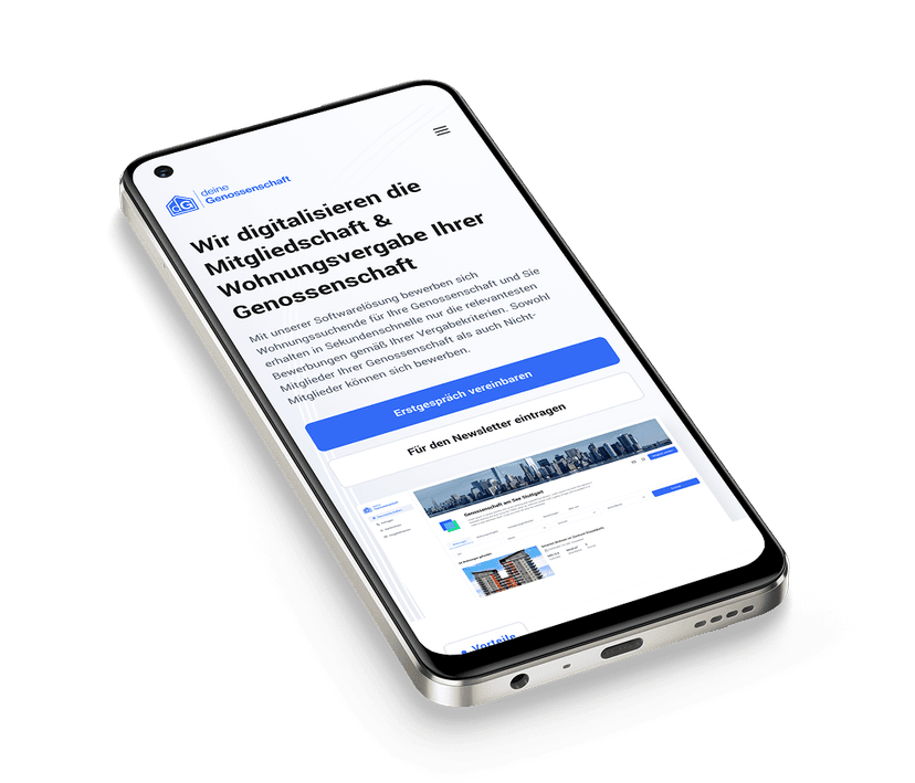 Handy mit Website von Deine Genossenschaft